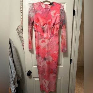 Pink corset mesh dress